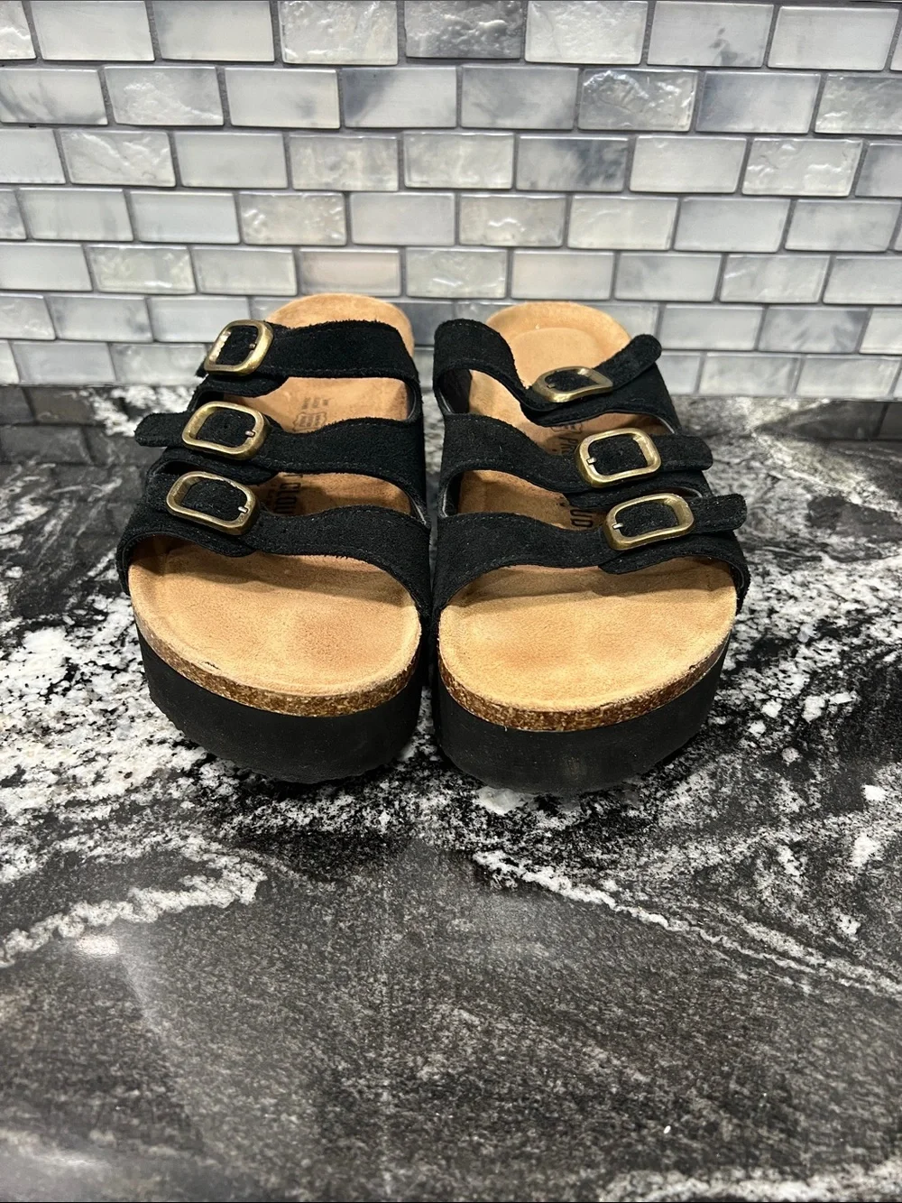 Project Cloud Triple-Strap Suede Slide Sandals